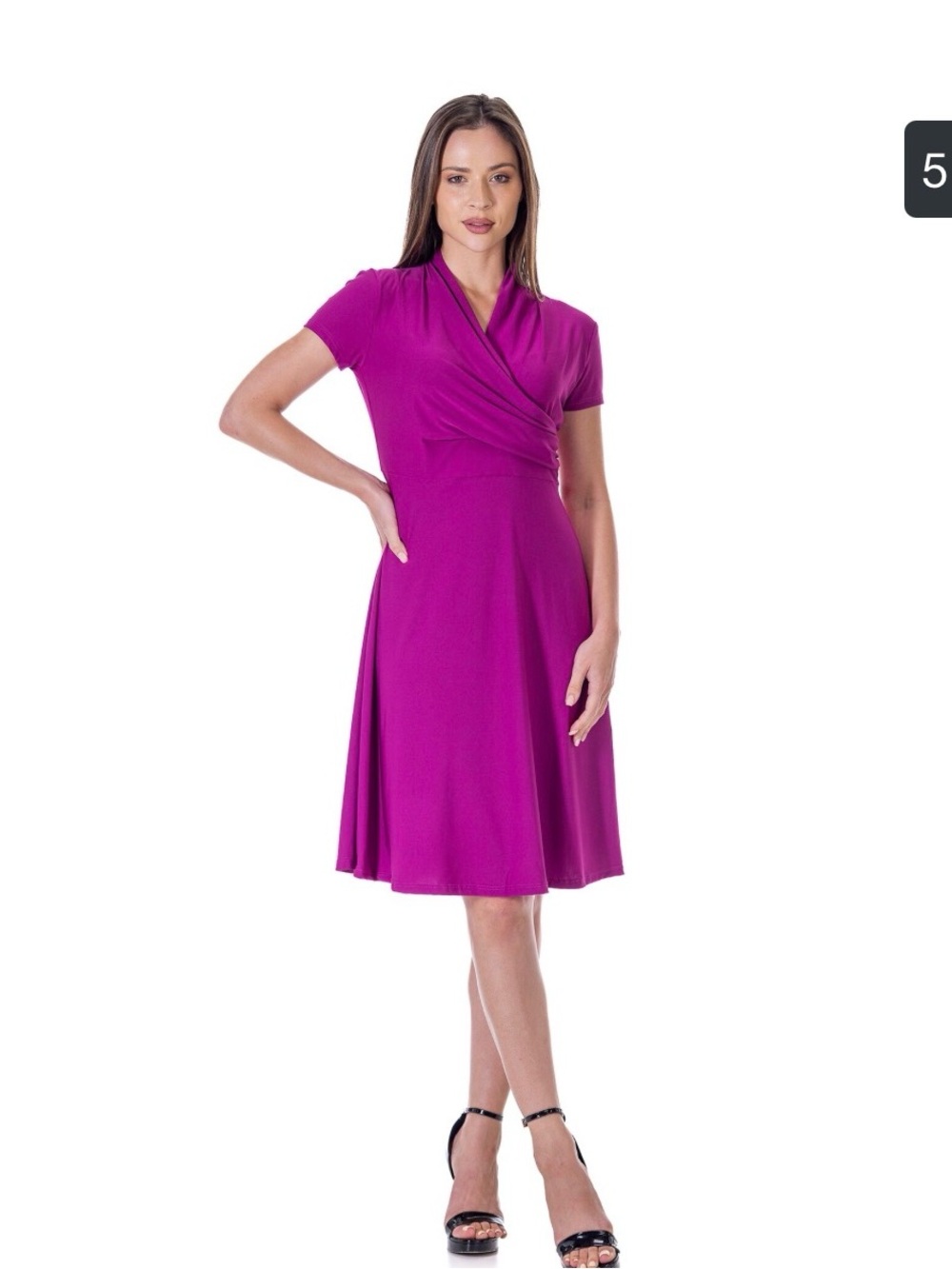 24seven Comfort Apparel Womens Plus Short Sleeve Wrap Dress